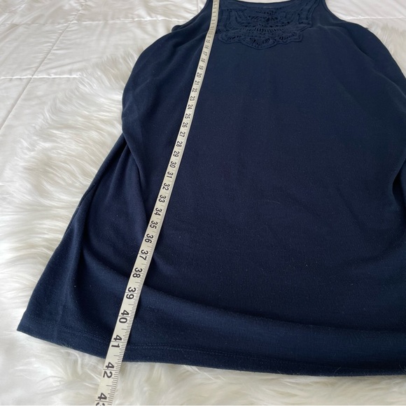 Liz Lange Maternity Navy Blue Crochet Lace Front Long Tank Dress Sleeveless XL - Picture 10 of 10